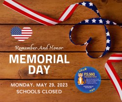 Memorial Day - Schools closed